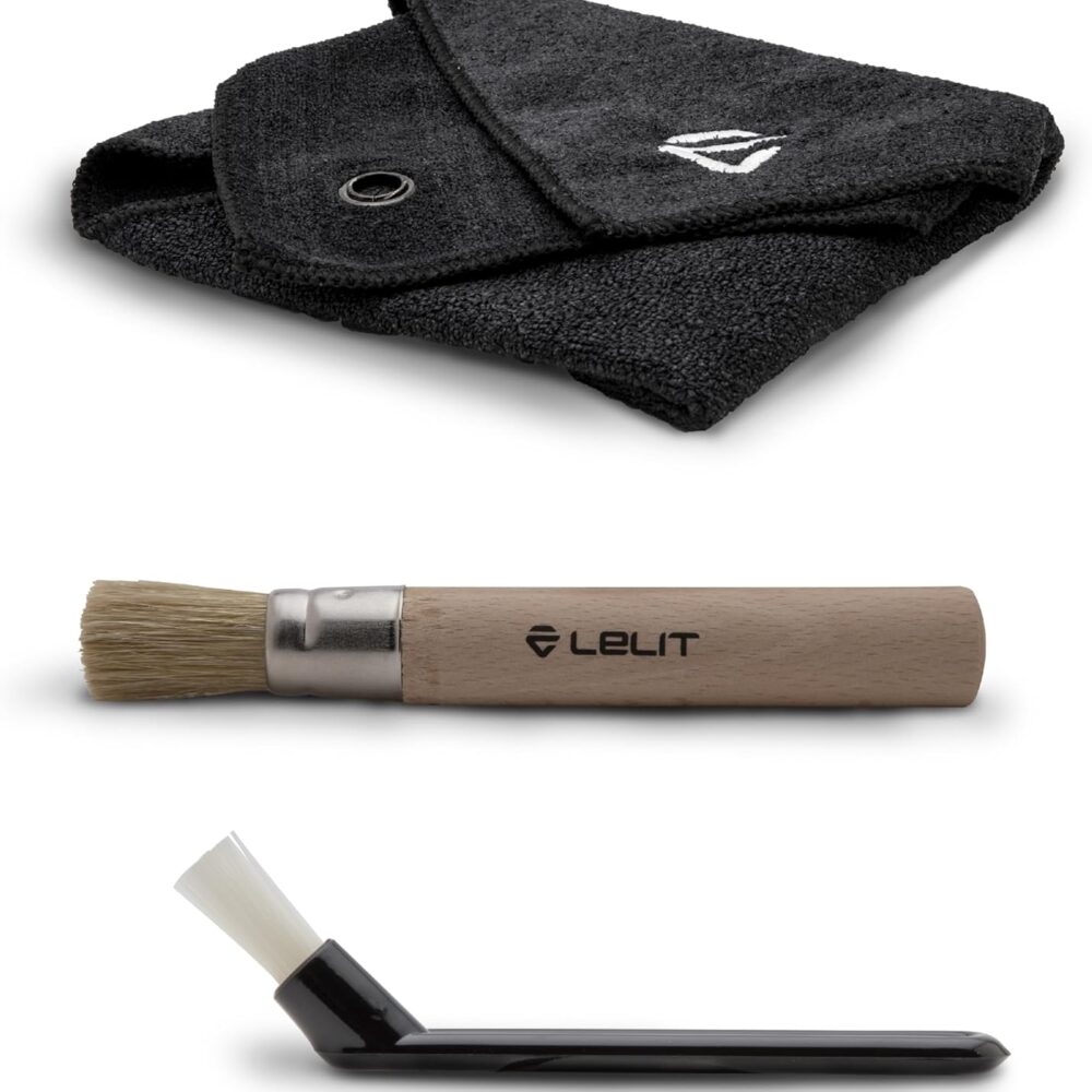 Lelit - Cleaning Kit For Coffee Machines - With Microfibre Cloth, Wooden Brush & Nylon Brush - PLA9101 - Black